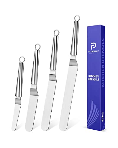 Metal Offset Icing Spatula for Cake Decorating Frosting (4 Count)