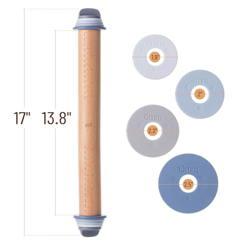 Adjustable Rolling Pin with Thickness Rings