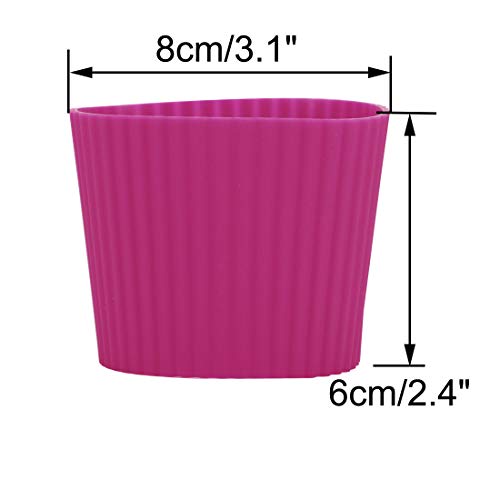 Silicone Nonslip Glass Bottle Mug Cup Sleeve Protector Cover Fuchsia
