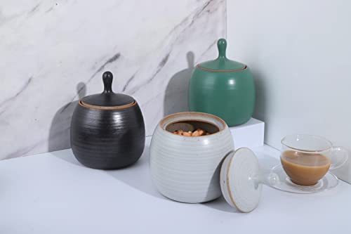 Kitchen Canisters Retro Ceramic Jar with Airtight Lid White