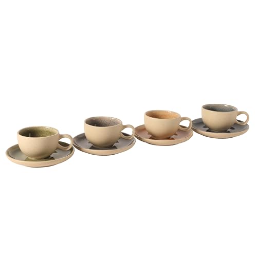 Manila Bay 8 Piece Stoneware 5 oz Cup and Saucer Set