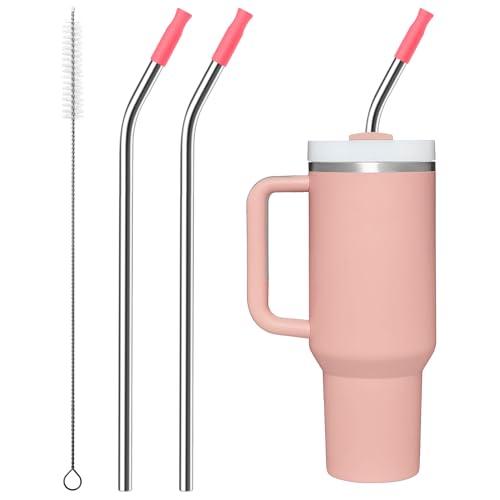 2 Pcs Stainless Steel Straw with Silicone Tips for 30 oz Stanley Tumbler