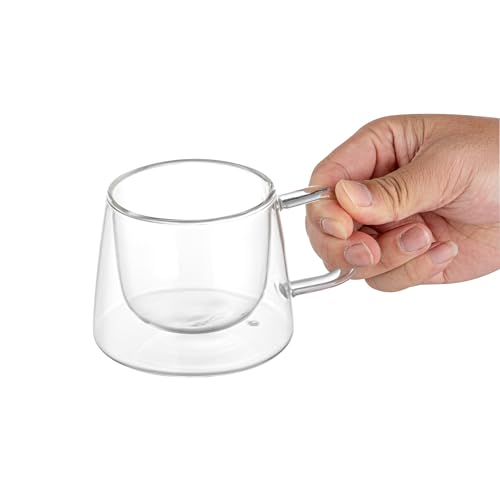 Glass Espresso Cups 12 Count 7 Ounces Borosilicate Double Wall Glass Coffee Mugs Insulated Clear Tea Drinkware for Hot or Cold Beverages