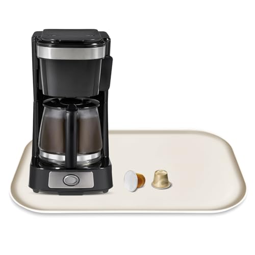 Silicone Coffee Maker Mat with Lip for Countertops 17.4''x10.6''Cream White