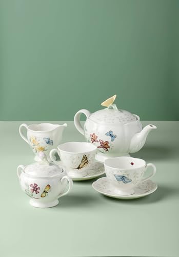 Butterfly Meadow Porcelain Teapot and Tea Cup Set (7 Count)