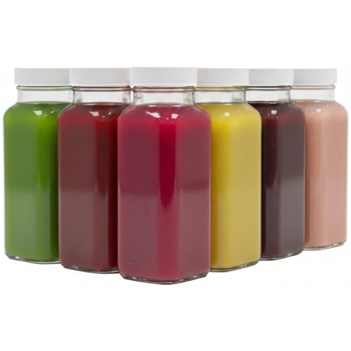8oz Square Glass Juice Shot Bottle with Lid (6 Count)