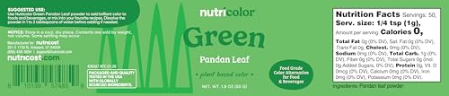 Green Plant Based Food Coloring From Pandan Leaf Powder
