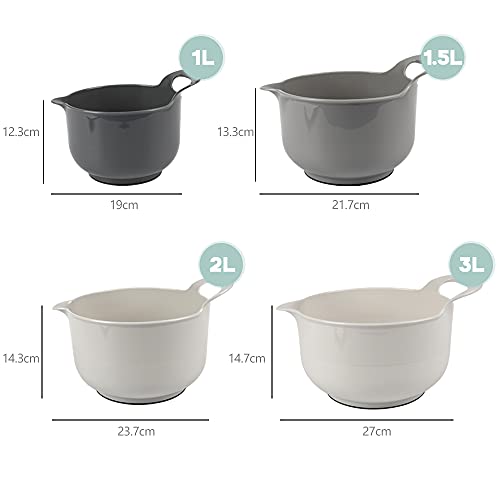4 Pack Nesting Mixing Bowl with Pour Spout and Handle