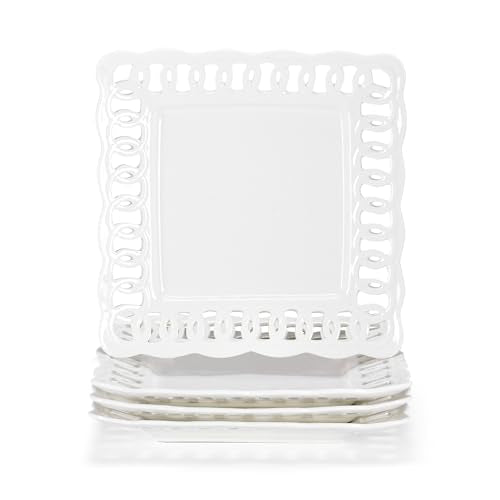 Ceramic Square Dinner Plates (4 Count)