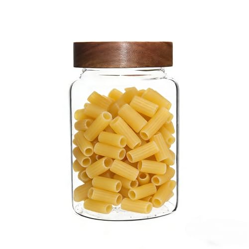 40 oz Glass Jar with Wooden Screw Lid 1200ml Airtight Coffee Sugar Container Clear Food Storage Canisters Bottle for Spice Herb Kitchen Tea Overnight Oats Bar Parfait Snacks