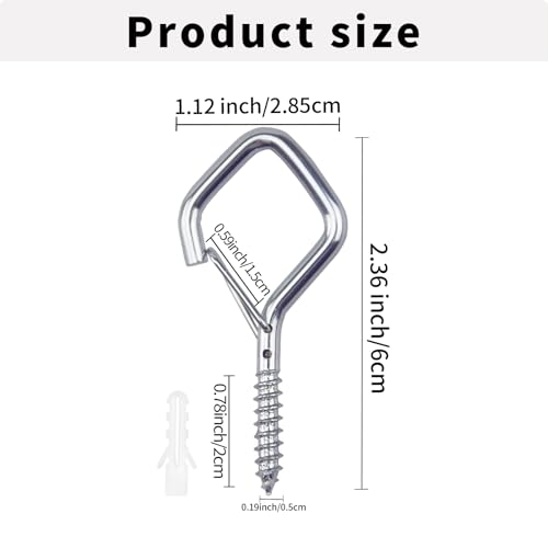 20PCS Eye Screw Hooks for Hanging Heavy Duty with Safety Buckle.Metal Ceiling Hooks for Hanging Plants