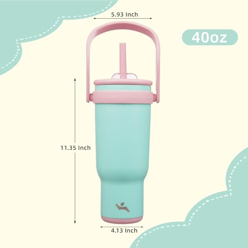 40 oz Tumbler with Handle and Straw