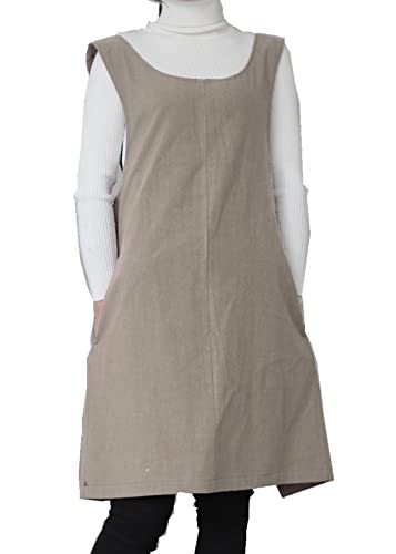 Cotton Linen Apron Halter CrossBack Bandage Aprons Japanese Style X Shape Pocket