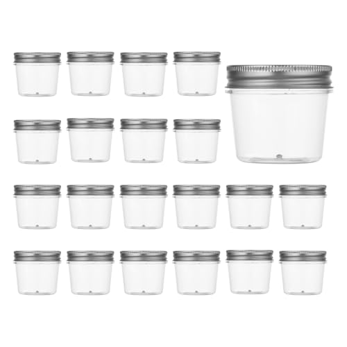 4 oz Plastic Small Mason Jars and Small Plastic Jars with Lids (20 Count)