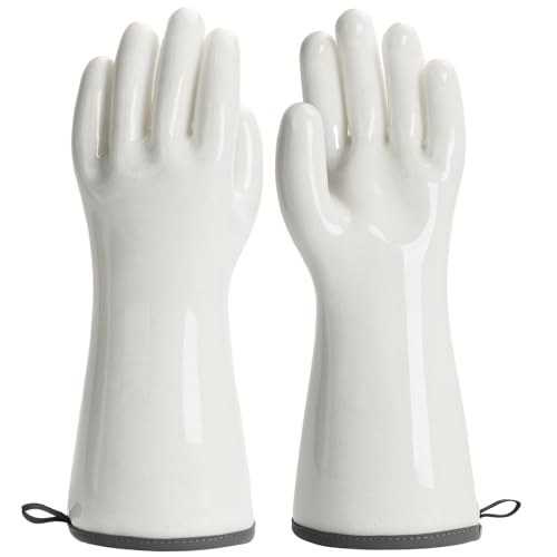 Heat Resistant Oven Gloves for Kitchen Baking Food Contact Grilling Gloves White