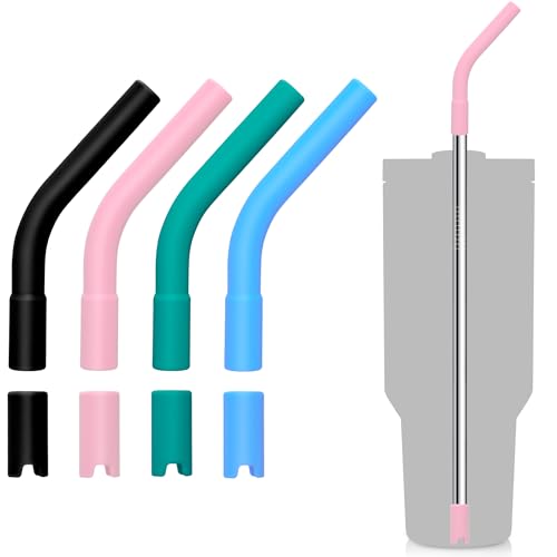 4 Set Silicone Straw Tips with Bottom Tub Compatible with Stanley Yeti (4 Count)