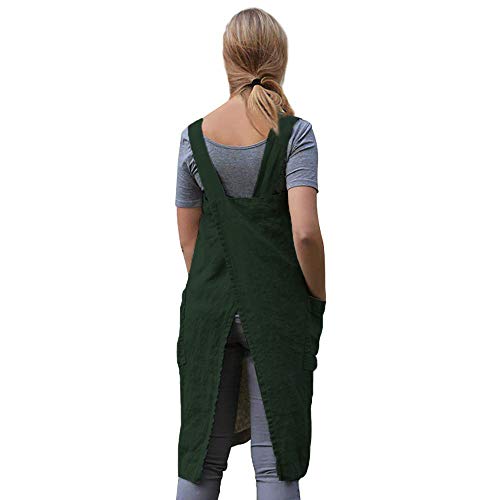 Women's Pinafore Square Apron Baking Cooking Gardening Works Cross Back Cotton