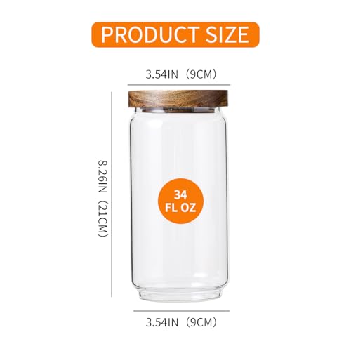 3 Pack Glass Jars with Acacia Wooden Lids (3 Ounce)