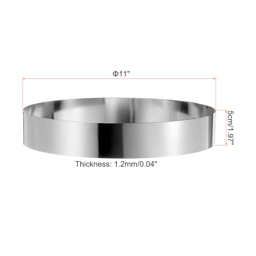 Round Cake Ring 11 x 2 Inch Seamless Stainless Steel Pastry Mousse Dessert Ring Mirror Coating for Baking Cooking Making Tool