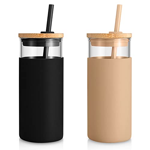 20 oz Glass Tumbler with Lids and Straws