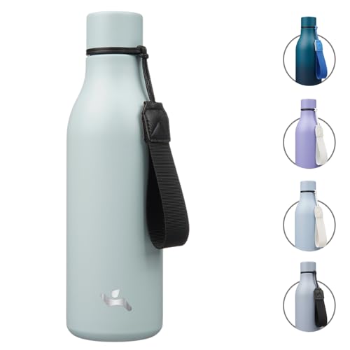 18 oz Insulated Stainless Steel Metal Water Bottle with Strap