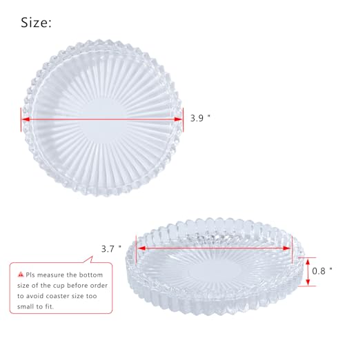 Crystal Glass Coaster 6 Pack Round Cup Drinks Coasters (6 Count)