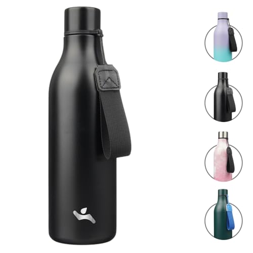 25 oz Insulated Stainless Steel Metal Water Bottle with Strap