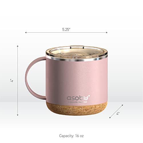 Infinite Stainless Steel Insulated Coffee Mug with Inner Ceramic Coating and Cork Coaster 16 Ounce