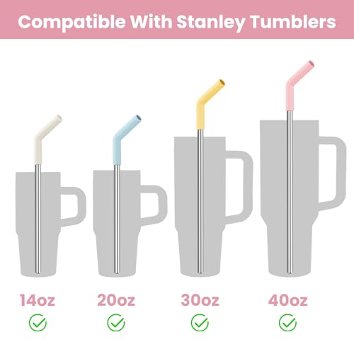 6 Pack Metal Straws with Silicone Tip Fit for Stanley 14 (6 Count)
