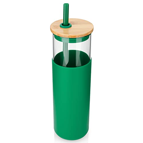 32 oz Glass Tumbler with Lids and Straws