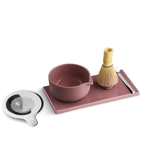 Matcha Set, 6-Piece Ceramic Matcha Bowl Kit with Display Tray