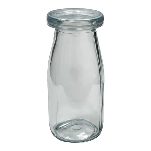 6.76 oz 200ml Vintage Glass Bottle with Leakproof Clear Lid (12 Count)
