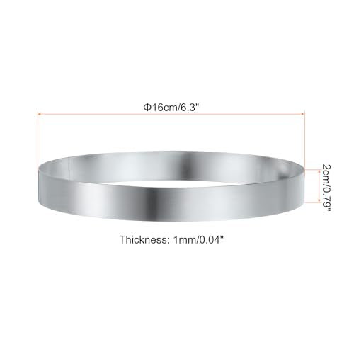 Round Cake Ring 6.3 x 1 Inch Seamless Stainless Steel Pastry Mousse Dessert Ring Mirror Coating for Baking Cooking English Muffins Crumpet Making Tool
