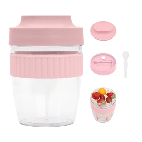 Breakfast to Go Cup with Lid and Folding Spoon for Oats Yogurt Fruit 20oz