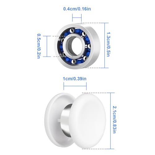 16 Pack Fidget Spinner Bearing and Cap Replacement Set (32 Count)