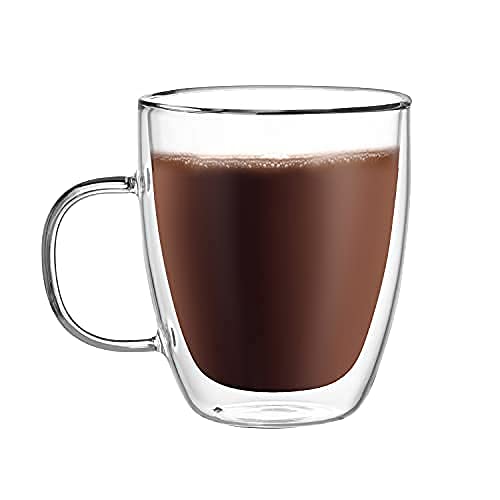 Large Double Wall Glass Coffee Mug 17 oz
