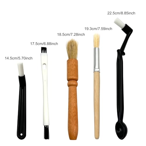 Coffee Brush Set with Wooden and Nylon Brushes for Coffee Machine Cleaning