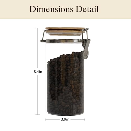 Glass Coffee Canister Coffee Containers for Ground Coffee Coffee Bean Storage Airtight Seal with Locking Clamp