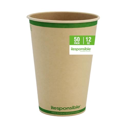 Certified Compostable 12 oz Paper Cups (50 Count)
