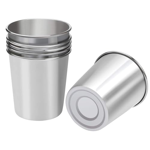Resinta 6 Pack 5 oz Stainless Steel Cups Metal Shatterproof Stackable Pint Drinking Cups for Kids (6 Count)