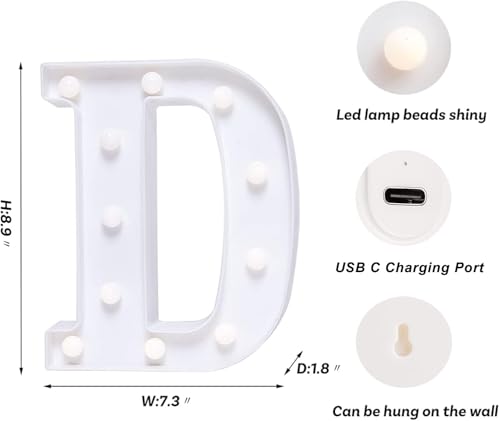 Rechargeable LED Letter Lights Sign Marquee Light Up Letters Sign for Night Light Wedding