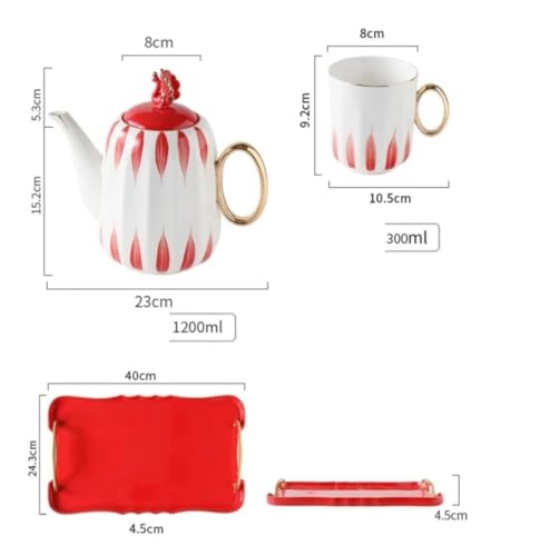 8 Piece Ceramic Tea Set with Tray