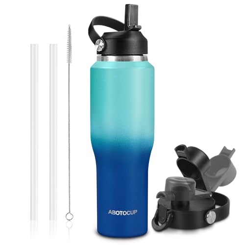 Insulated Water Bottle 32oz with Straw