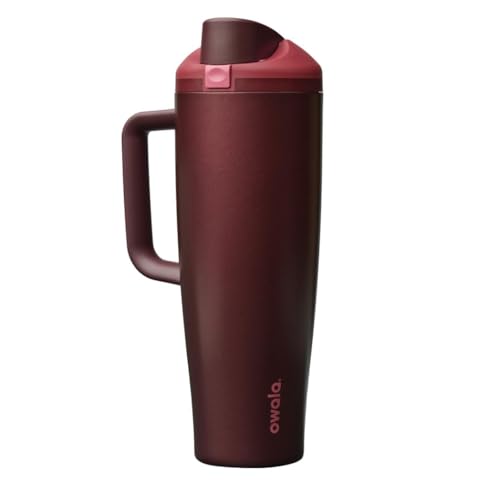 FreeSip Tumbler Stainless Steel Water Bottle 40 oz Black Cherry