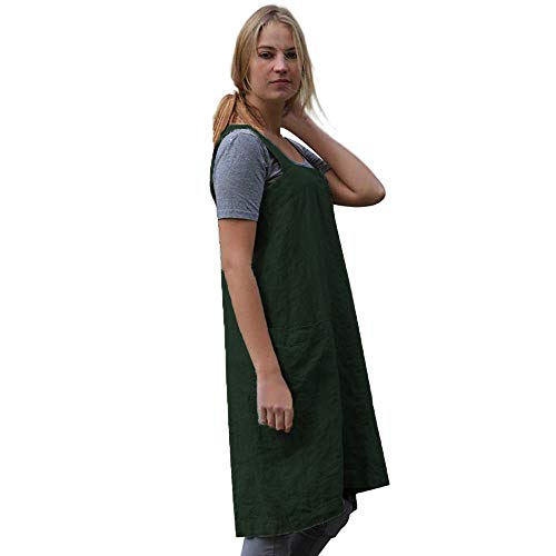 Women's Pinafore Square Apron Baking Cooking Gardening Works Cross Back Cotton