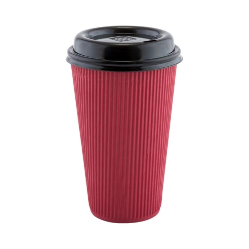 Ripple Wall Coffee Cups 500 Count 16 Ounce Insulated Crimson Paper Cups