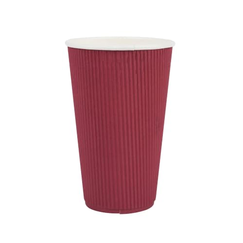 Ripple Wall Coffee Cups 25 Count 16 Ounce Insulated Crimson Paper Cups