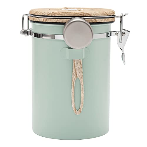 Coffee Canisters Airtight Coffee Bean Storage Container Kitchen Stainless Steel Food Storage Container with Scoop Date Tracker & CO2 Valve 61Fl Oz (60.8652 Fl Oz)