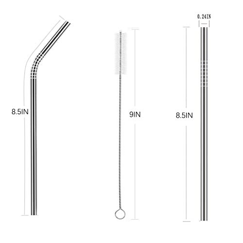 wholesale 25 Piece Set Stainless Steel Straws Long 8.5 Inch Drinking Metal Straws Reusable Drinking Straws for 20 OZ