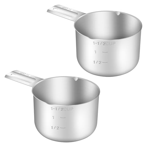 2PCS 1-1/2CUP(360ml) Measuring Cup, 18/8 Stainless Steel Measure Scoop (2 Count)